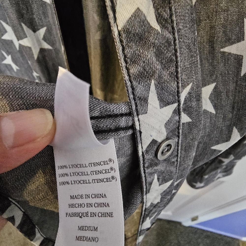 Rails Gray Star Button Down Shirt - image 7